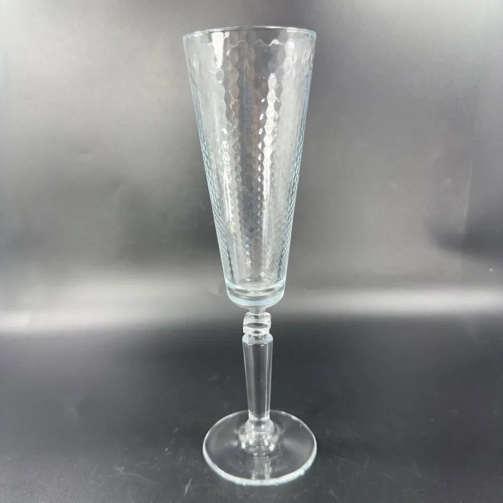 Champagne Flutes Crystal Glasses Honeycomb Pattern Set 2 Drinking‎ Glasses Cups